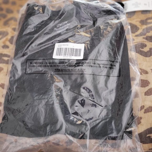 Chicos Pima cotton Bateau Neck Black Tee - NWT Size 2 - Picture 4 of 4